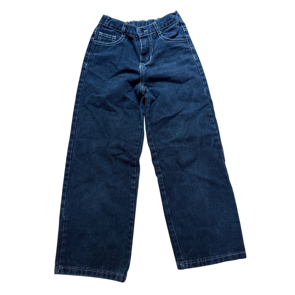 Exarus Wide Leg Jeans Kids Black Good‎ Elastic Waist Contrast Stitch SIZE 10Y